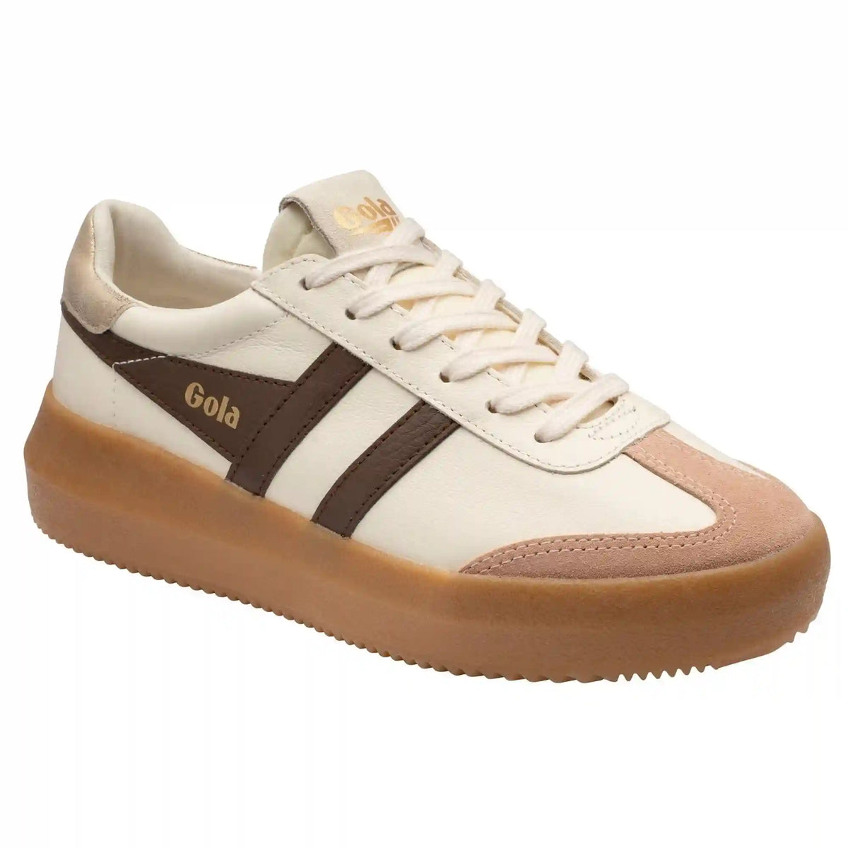 Gola Classics Women's Athena Leather Sneakers - Off White/Cameo/Root/Gold/Gum